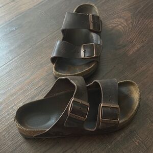 Birkenstock Brown Sandals with Contoured Footbed